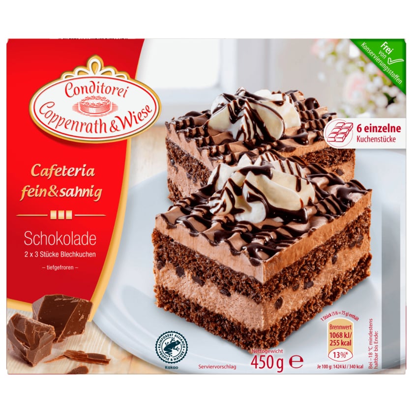 Conditorei Coppenrath & Wiese Cafeteria fein & sahnig Blechkuchen Schokolade 450g
